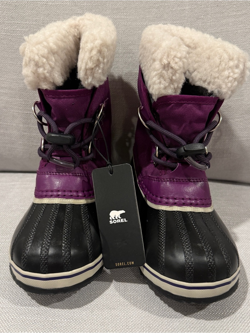 Sorel Children’s YOOT PAC Purple and Black Shearling-Lined Winter Boots